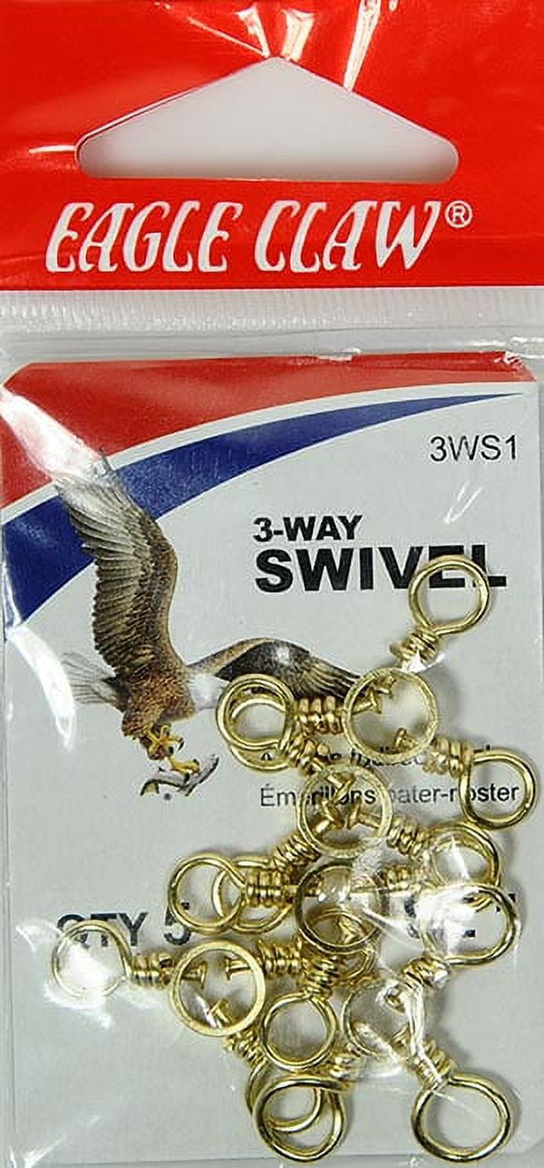 Eagle Claw 3-Way Swivel, Brass, Size 1, 5 Pack