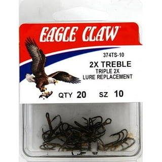 Eagle Claw 374a-1/0 2x Treble Regular Shank Curved Point Hook Bronze Size 1  for sale online