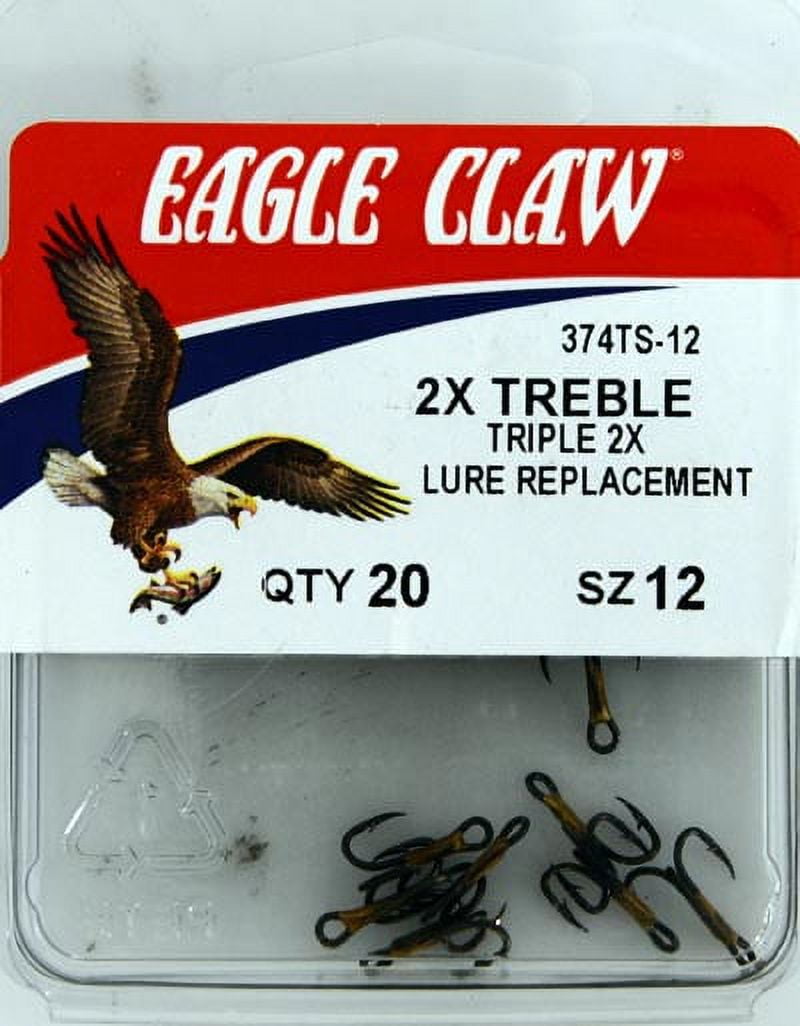 Eagle Claw 374TSH-12 2X Treble Hook, Bronze, Size 12, 20 Pack