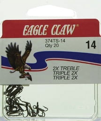 Eagle Claw 374tsh-14 2x Treble Hook, Bronze, Size 14, 20 Pack