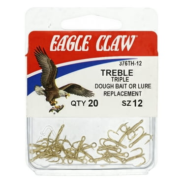 Eagle Claw 376A-12 2X Treble Hook, Gold, Size 12, 5 Pack
