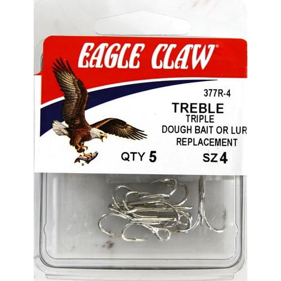 Eagle Claw 377RH-4 2X Treble Hook, Sea Guard, Size 4