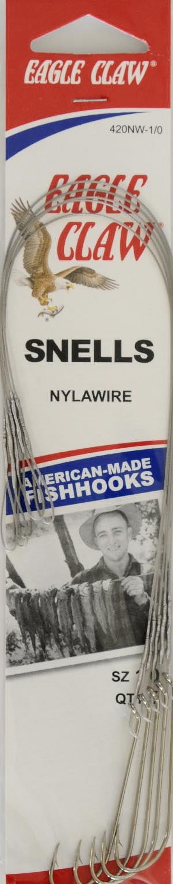 Eagle Claw 420NWH-1/0 Snelled Nylawire, Nickel, Size 1/0, 5 Pack