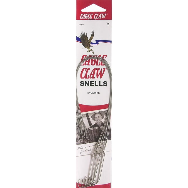 Eagle Claw 420NWH-2 Snelled Nylawire 2X Long Shank Hook, Nickel, Size 2 ...