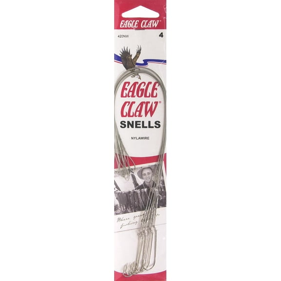 Eagle Claw 420NWH-4 Snelled Nylawire 2X Long Shank Hook, Nickel, Size 4, 5 Pack