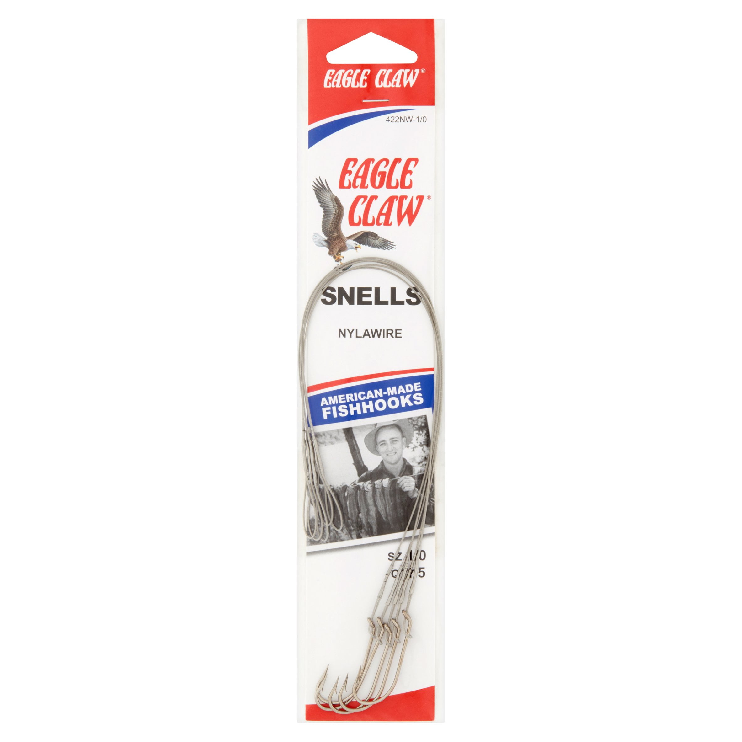 Eagle Claw 422NWH-1/0 Snells Nylawire Hooks, Size 1/0