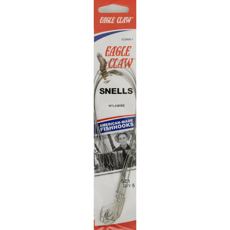Eagle Claw 423NWH-1 Snelled Nylawire 2X Long Shank Hook, Nickel