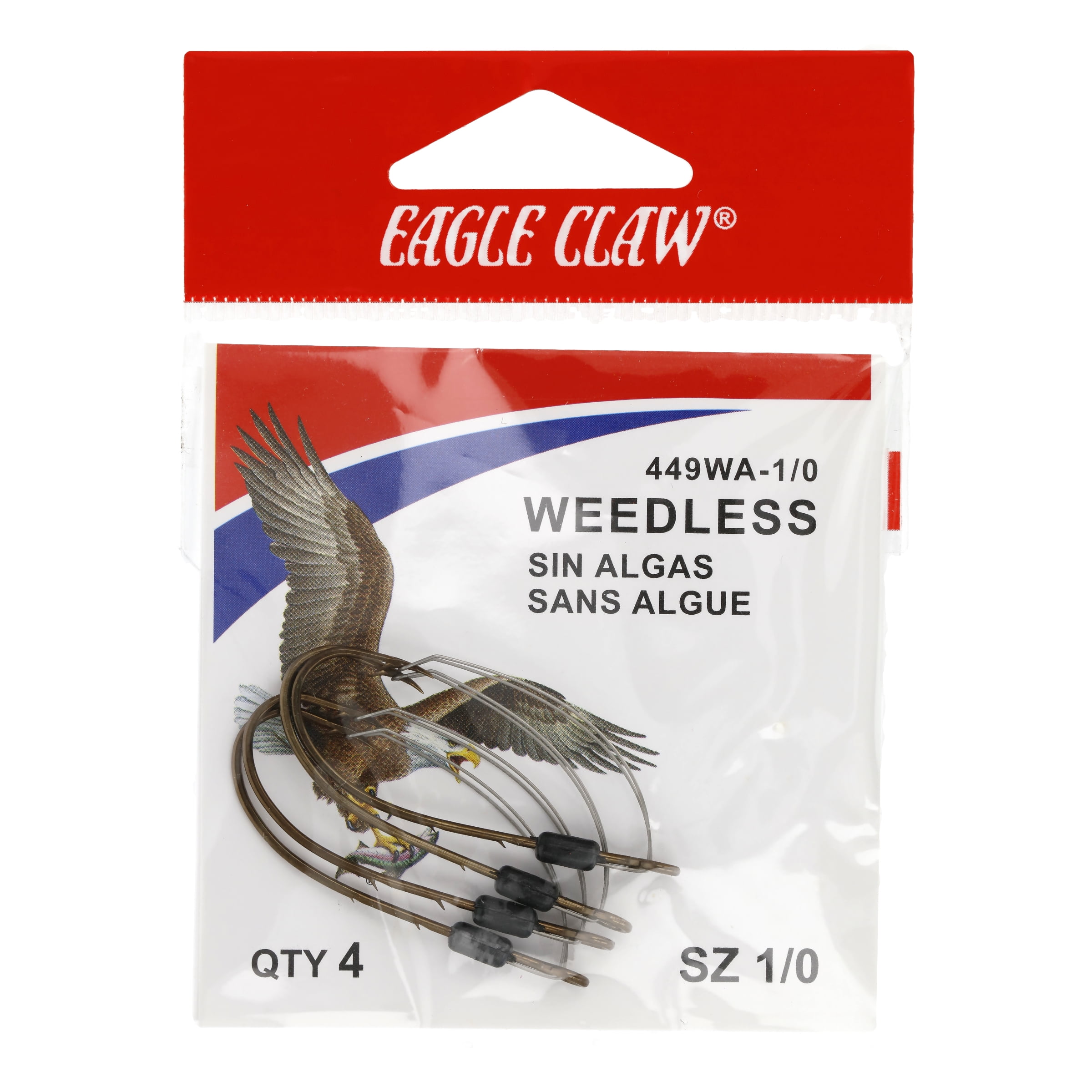 Eagle Claw 449WAH-1/0 Weedless Baitholder 2-Slice Non-Offset Hook, Bronze  1/0 
