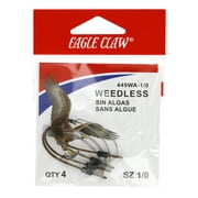 Eagle Claw 449WAH-1/0 Weedless Baitholder 2-Slice Non-Offset Hook, Bronze 1/0