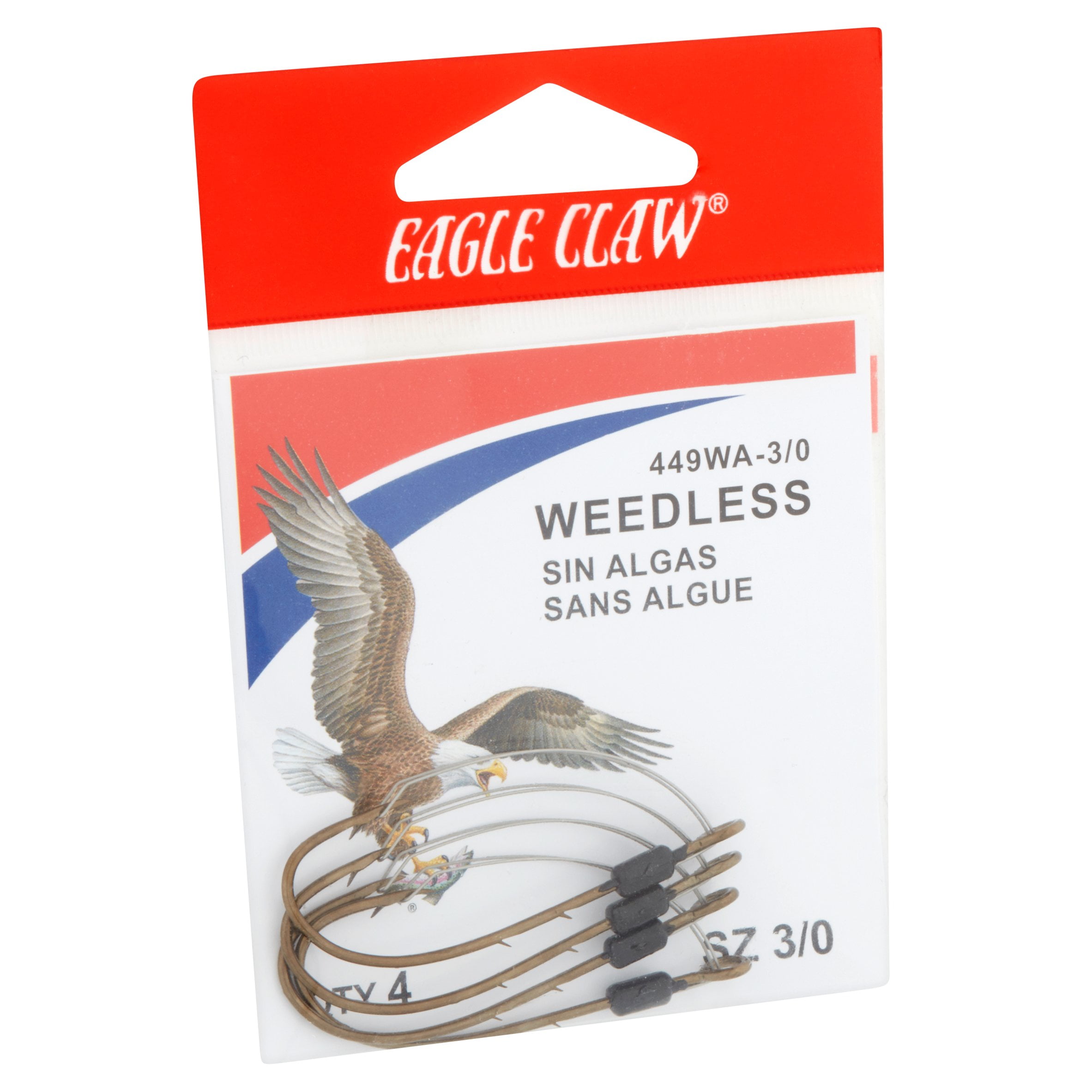 EAGLE CLAW L449WR WEEDLESS LAZER BAITHOLDER HOOK 5/pk- RED #1/0 