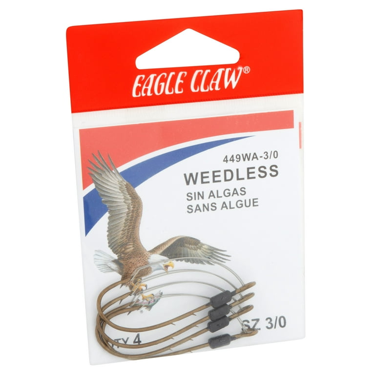 Eagle Claw Weedless Baitholder Hooks, 3/0 - 4 pack