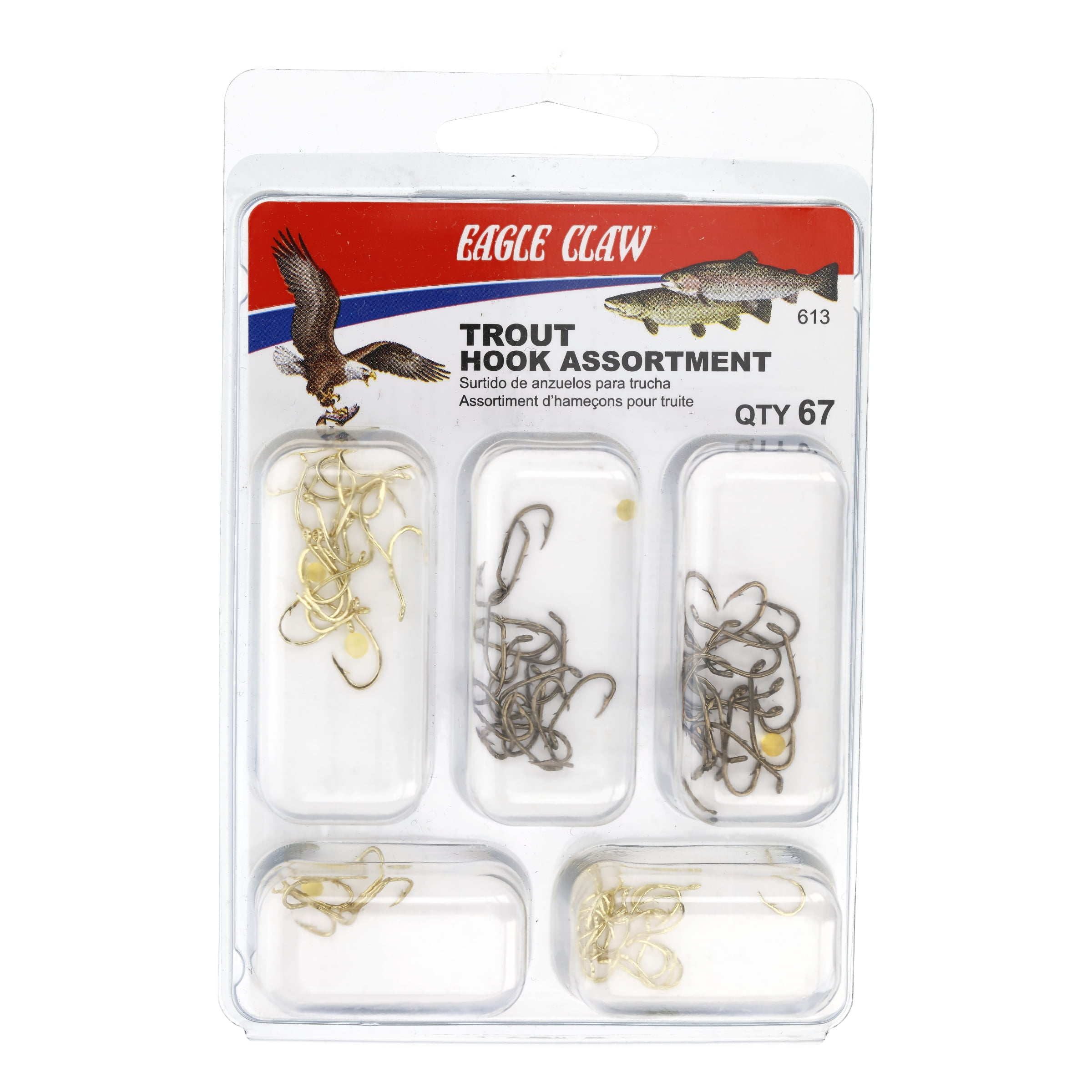 Eagle Claw 613H Trout Hook Assortment, 67 Piece, Assorted Size