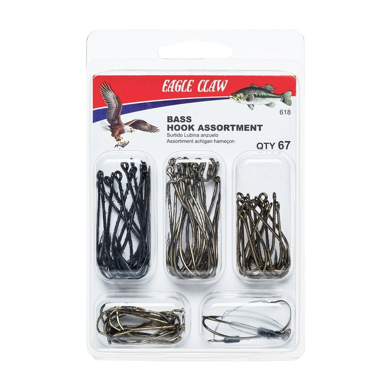 Eagle Claw 618H Bass Hook Assortment Hooks and Assorted Sizes 