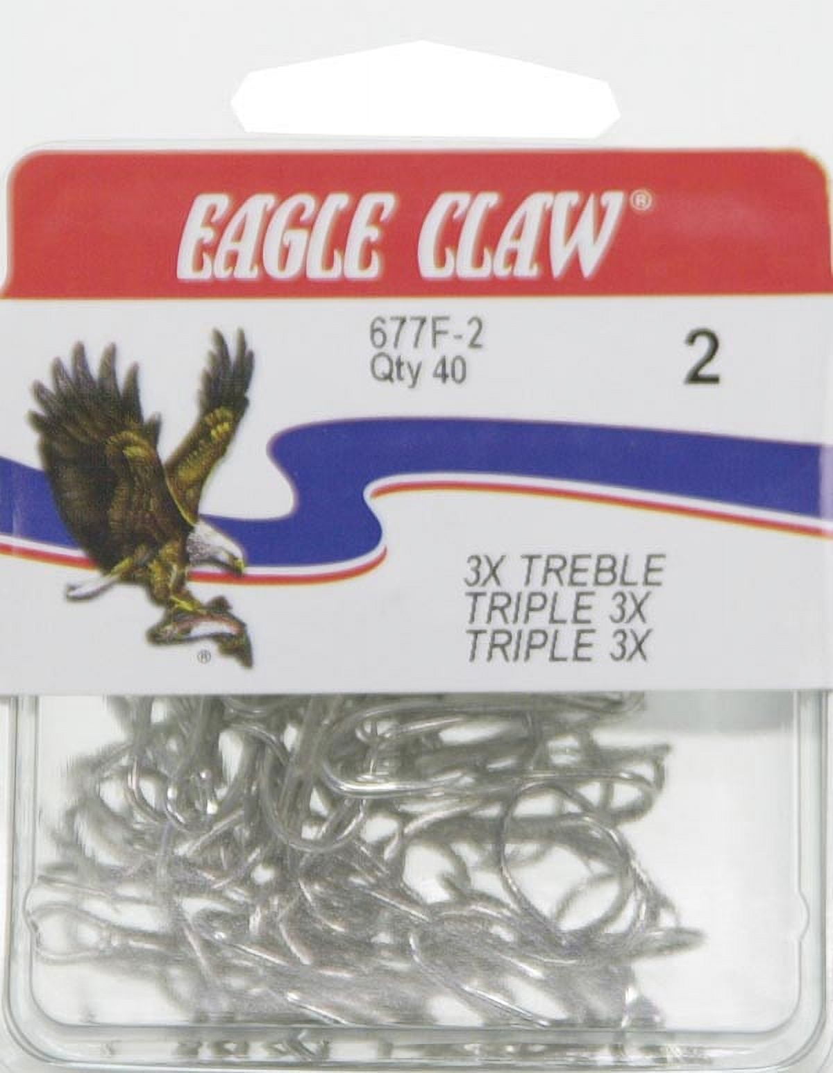 Eagle Claw 677F3-2 3X Treble Hook, Sea Guard, Size 2