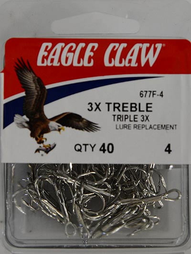 Eagle Claw 677F3-4 3X Treble Hook, Sea Guard, Size 4, 40 Pack