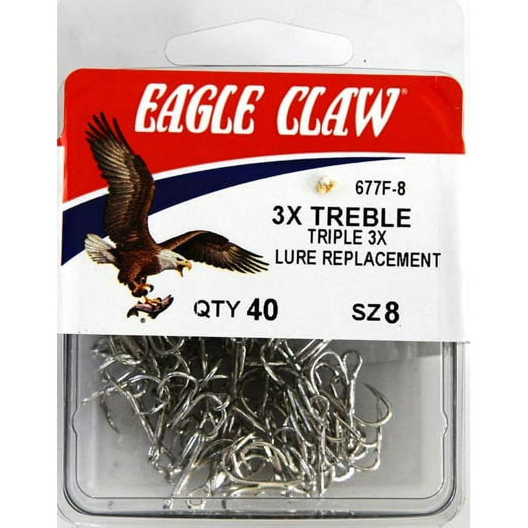 Eagle Claw 677FH-8 Sea Guard 3x Treble Hook, Size 8, 50 Pack