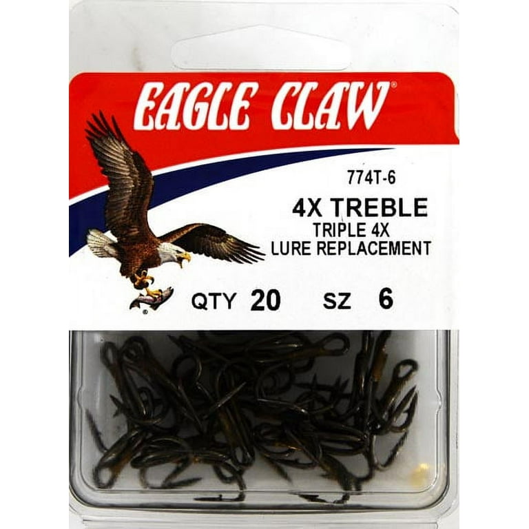 Eagle Claw 774T3-6 4X Treble Hook, Bronze, Size 6, 20 Pack