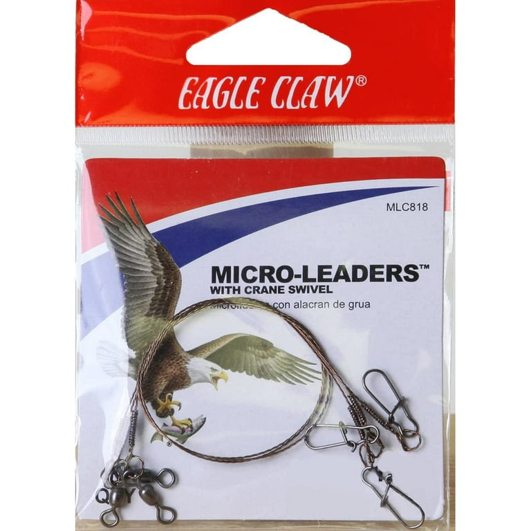 Eagle Claw 8 18 lb. Micro-Leader with Crane Swivel, 3 Pack 