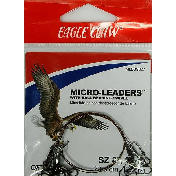 Eagle Claw 8" 27 lb. Micro-Leader with Ball Bearing Swivel, 3 Pack