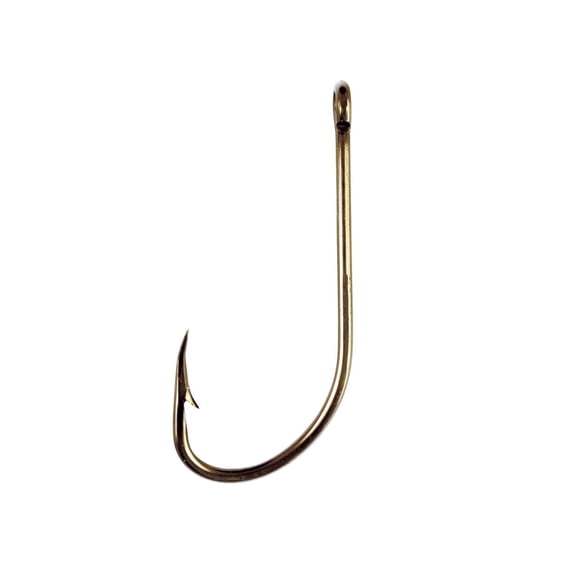 Eagle Claw Straight Eye Plain Shank Offset Hook, 100pk, Bronze, Size 2/0