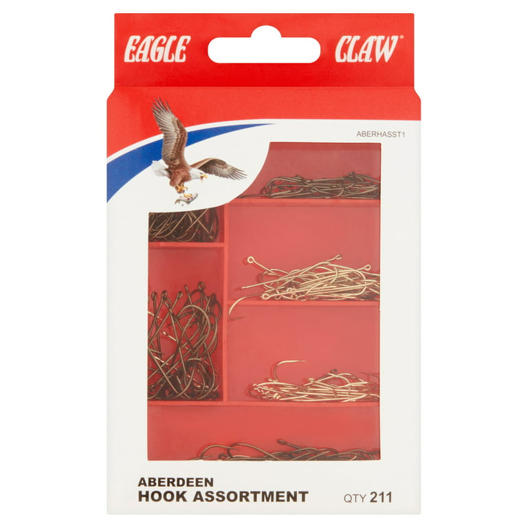 Eagle Claw Aberdeen Fishing Hook Assortment, 211 Piece, Assorted Sizes. 