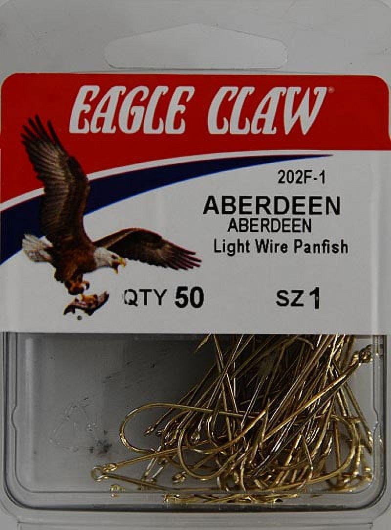 Eagle Claw 202FH-1/0 Light Wire Panfish Aberdeen Hook, Size 1/0 