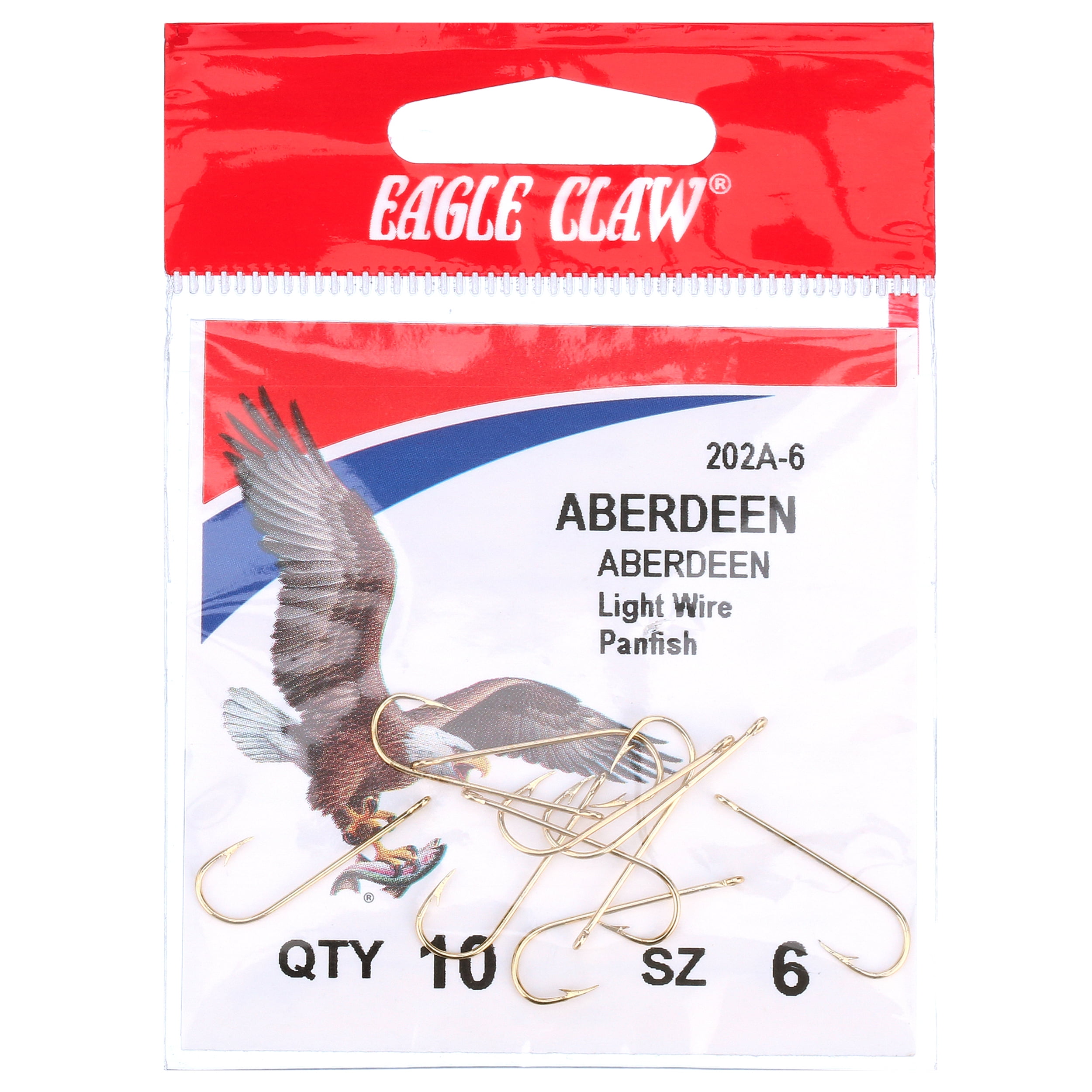 Eagle Claw Aberdeen Light Wire Non-Offset Fishing Hook, Gold - Walmart.com