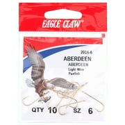 Eagle Claw Aberdeen Light Wire Non-Offset Fishing Hook, Gold