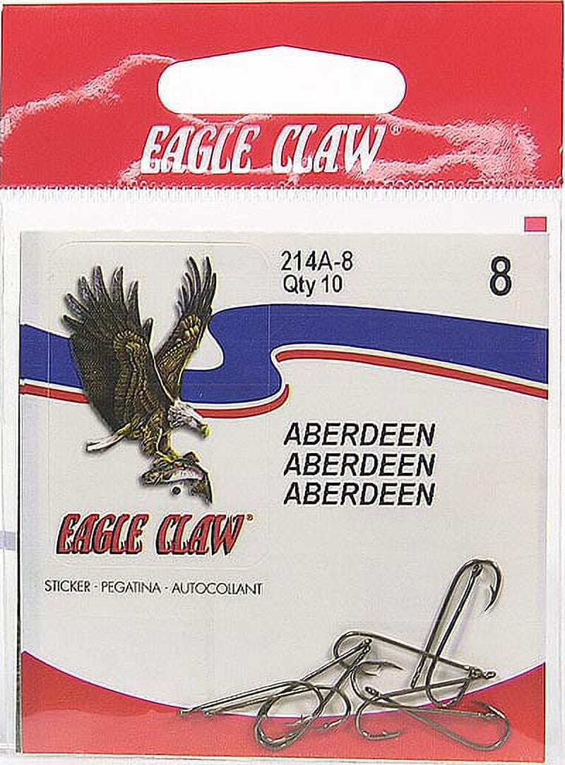 Eagle Claw 214AH-2 Aberdeen Light Wire Non-Offset Hook, Bronze, Size 2, 10  Pack 
