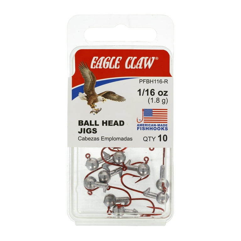 52pc Panfish Crappie Ball Head Jig Kit Eagle Claw 1/32 1/16 1/8oz