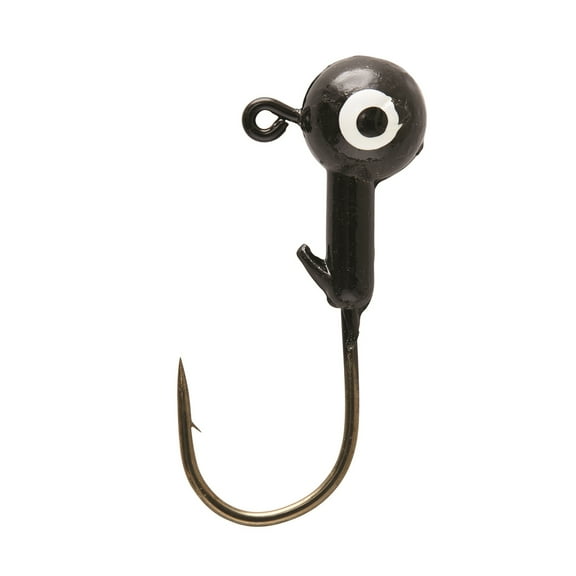 Eagle Claw Ball Head Fishing Jig, Black with Bronze Hook, 1/16 oz., 10 Count