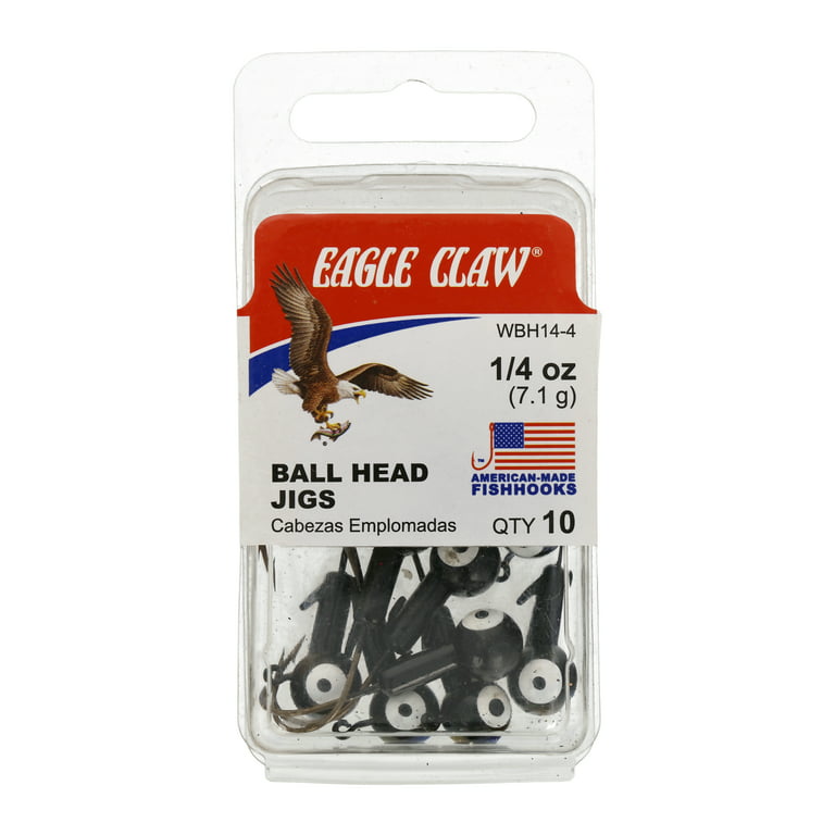 Eagle Claw Ball Head Fishing Jig, Black with Bronze Hook, 1/4 oz., 10 Count