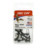 Eagle Claw Ball Head Fishing Jig, Black with White Eye, 1/8 oz., 10 Count
