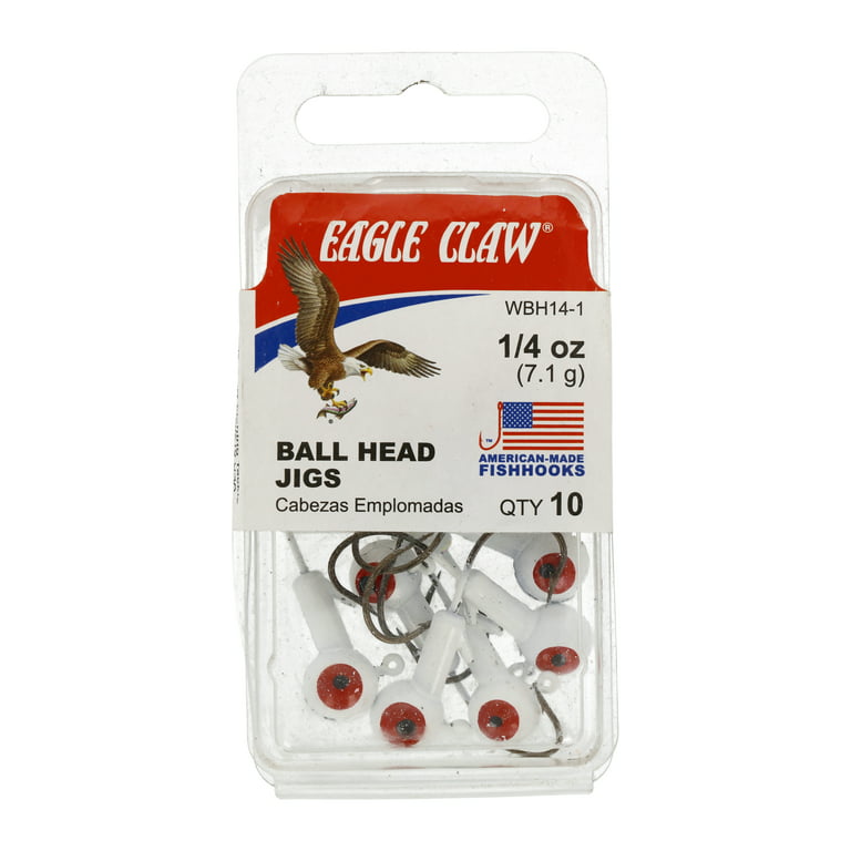 Eagle Claw Ball Head Fishing Jig, Glow, 1/4 oz., 10 Count 