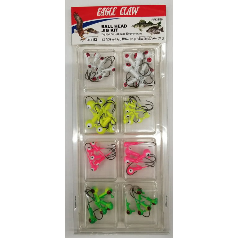 Eagle Claw Ball Head Fishing Jig Kit Assortment, 52 Count 
