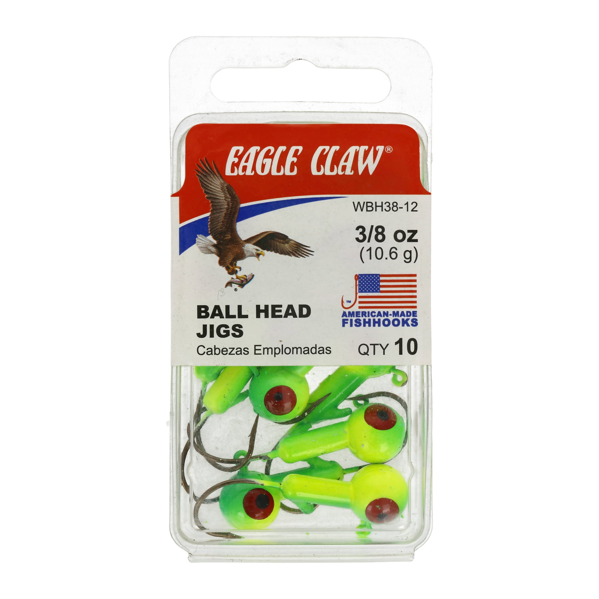 Eagle Claw Ball Head Jig 1/0 / 1/4 oz / Chartreuse/Lime