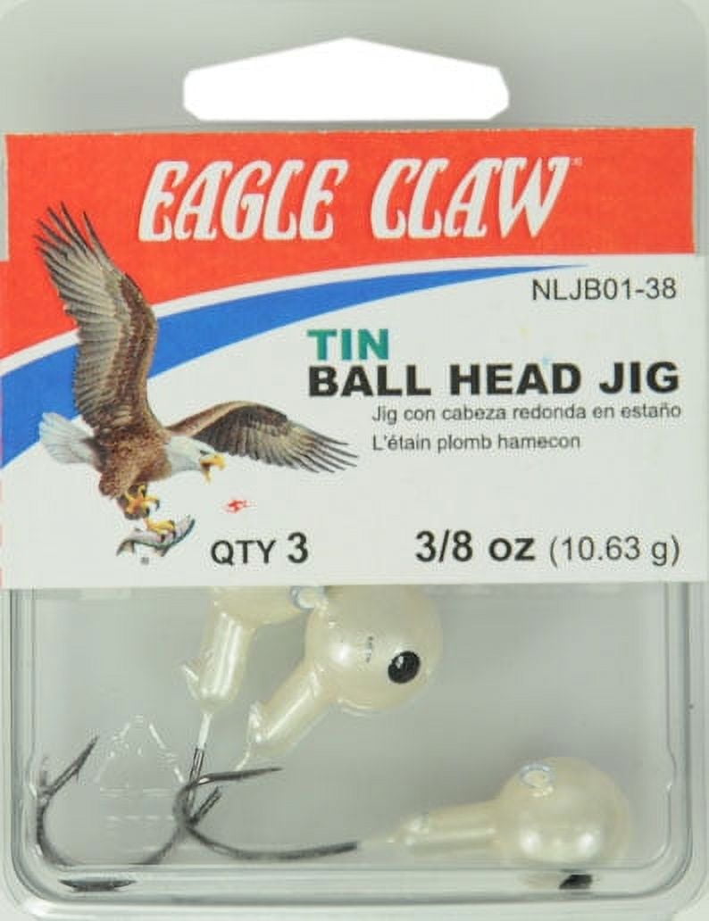 Eagle Claw Non-Lead Ball Head Fishing Jig, White with Black Eye, 3/4 oz.