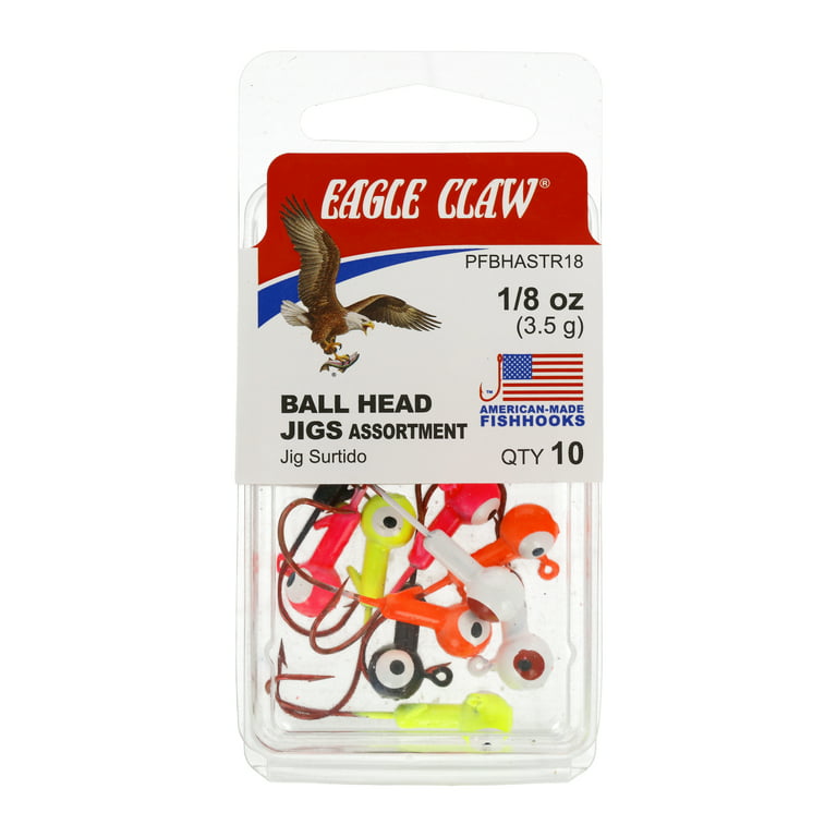 Eagle Claw Ball Head Fishing Jig, Red Hook, 1/8 oz. 