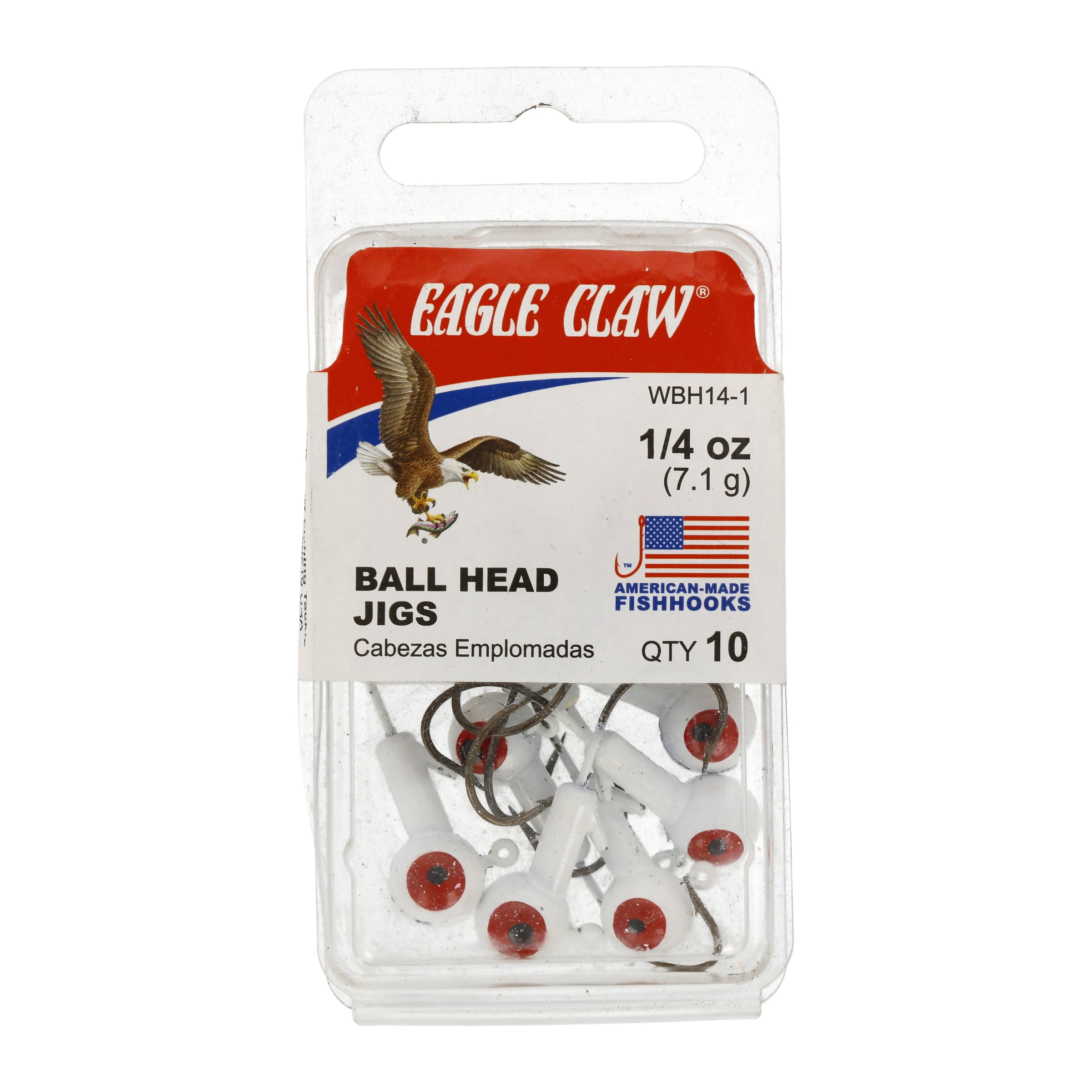 Eagle Claw Ball Head Fishing Jig, White with Bronze Hook, 1/32 oz