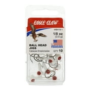 Eagle Claw Ball Head Fishing Jig, White with Bronze Hook, 1/8 oz., 10 Count