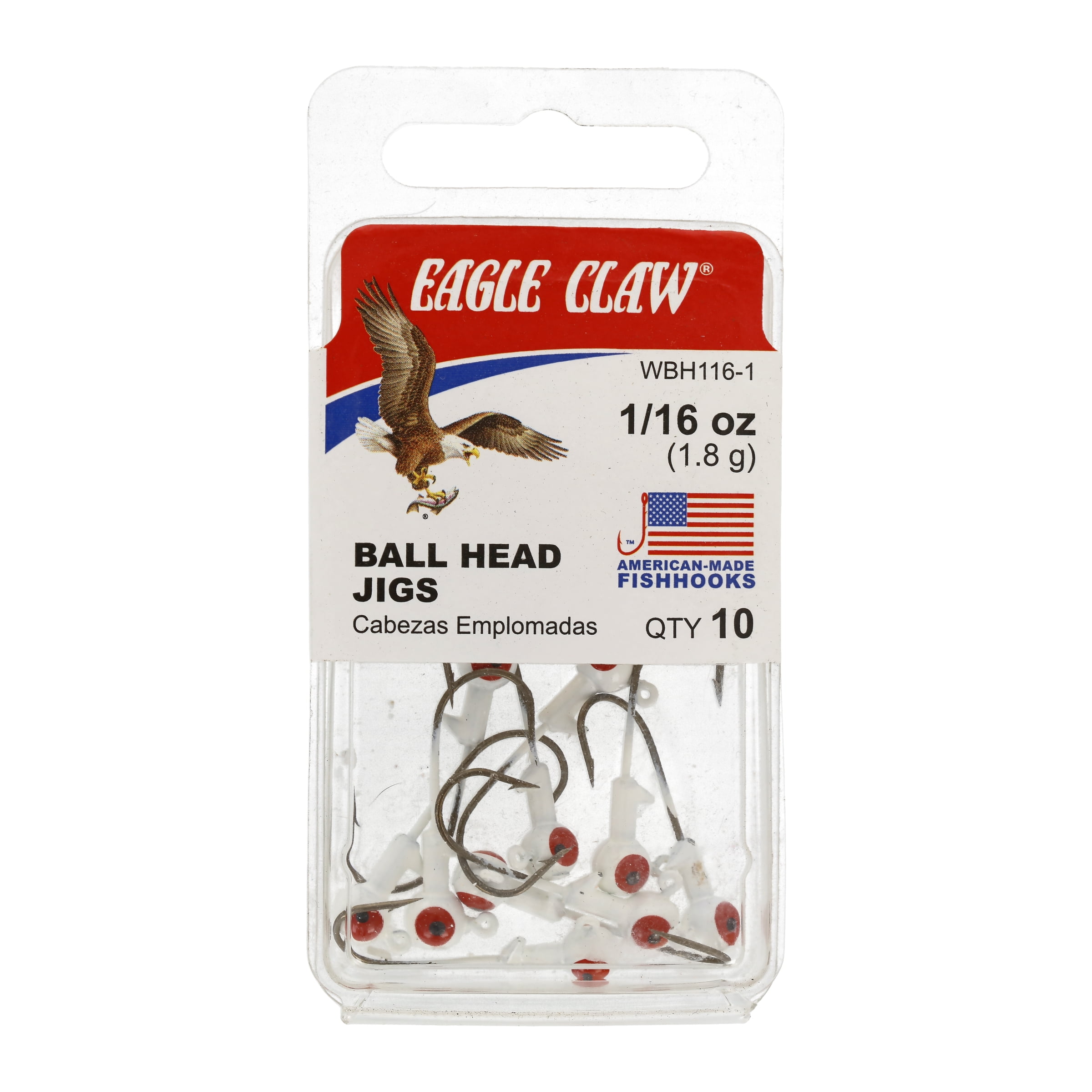 Eagle Claw Ball Head Jig White with Red Eye