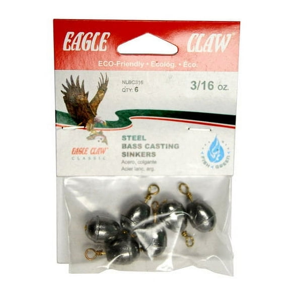 Eagle Claw Bass Casting Removable Split Shot Weight, Steel