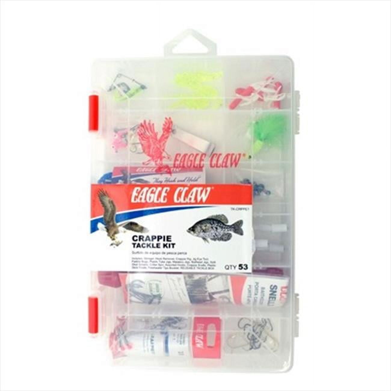 Eagle Claw Crappie Tackle Kit with Utility Box - 53 Essential Pieces for Crappie  Fishing - Multi-color - 11in.L x 1.75in.W x 7.25in.H 