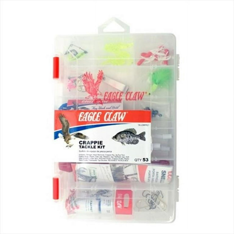 Eagle Claw Crappie Tackle Kit with Utility Box - 53 Essential Pieces for  Crappie Fishing - Multi-color - 11in.L x 1.75in.W x 7.25in.H