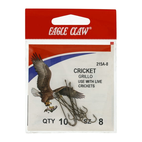 Eagle Claw Cricket Aberdeen Light Wire Long Shank Fishing Hooks, Bronze, Size 8, (10 Pack)