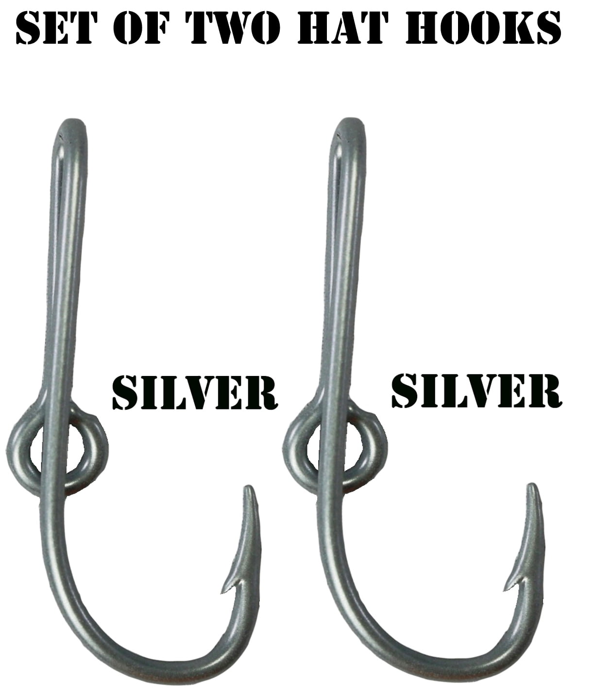 Eagle Claw Custom Colored Silver Hat Fish Hooks for Cap (Set of Two Hat  Hook pins) Two Silver Hat Hook Clip