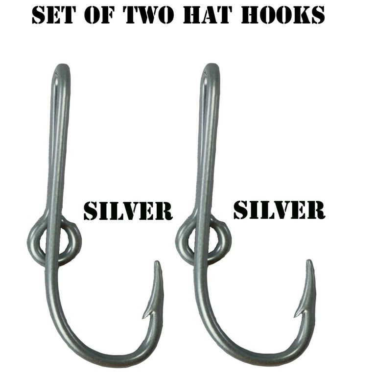 Eagle Claw Custom Colored Silver Hat Fish Hooks for Cap (Set of Two Hat  Hook pins) Two Silver Hat Hook Clip