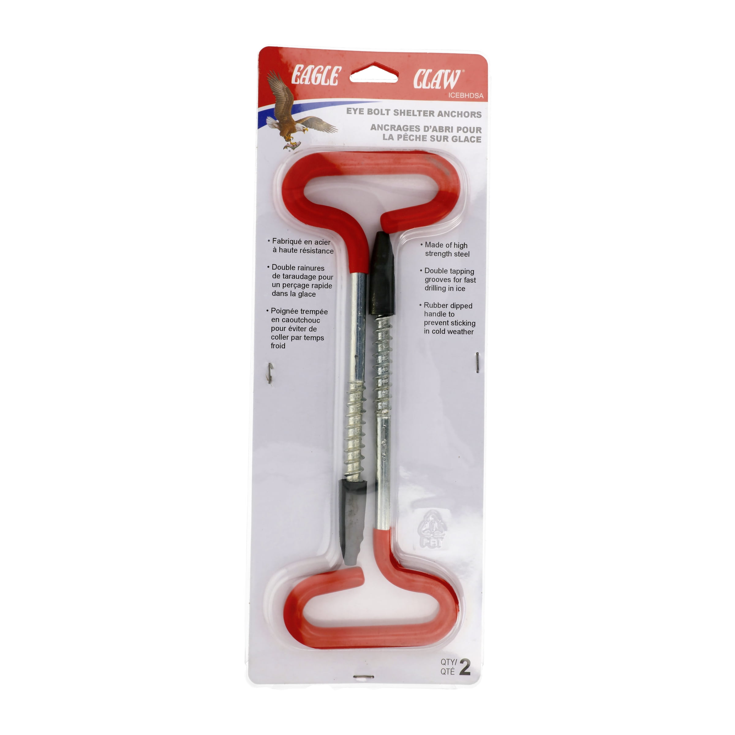 Eagle Claw Deluxe Shelter Ice Anchor, IA2, 2 per Pack, Stainless Steel.