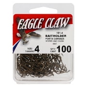 Eagle Claw Down Eye Offset Baitholder Bronze Hook, 100pk, Bronze, Size 4