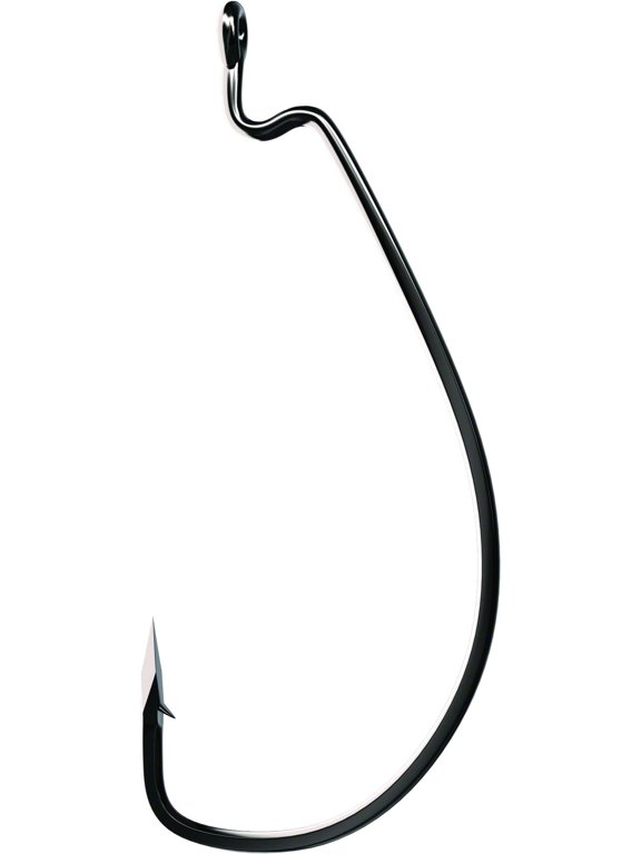 Extra Wide Gap Worm Hook, 15 Pack Platinum Black 5/0